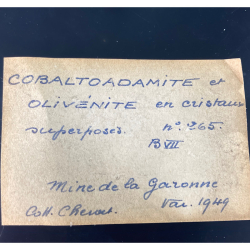 Cobaltoadamite et Olivénite, France