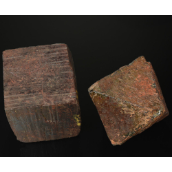 Limonite cube and magnetite octahedron, Minas Geraes, Brazil.
